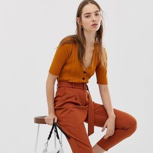 Half Sleeve Ribbed Cardigan